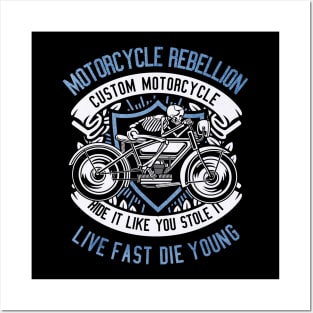 Skull Rebel Motorcycle Posters and Art